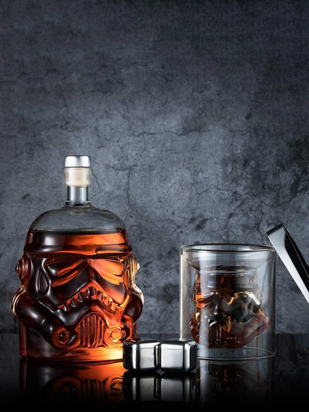 MELBIFY Brucelle Transparent 3 Pieces Whiskey Decanter 750 ml with Glasses 150 ml Each