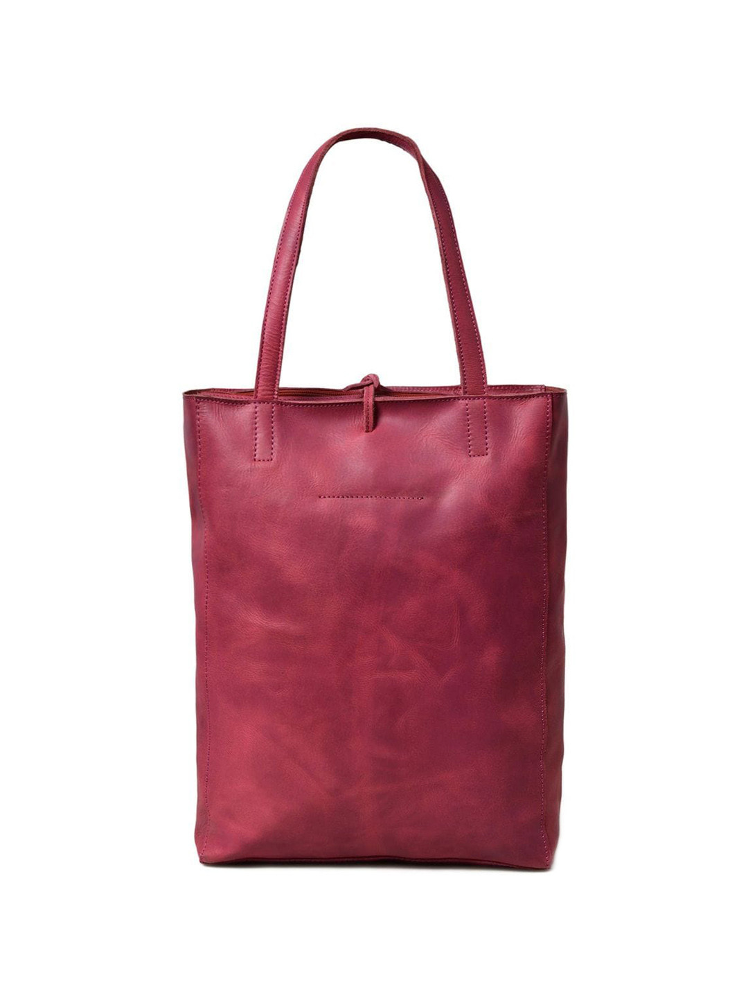 MaheTri Maroon Leather Tote Bag