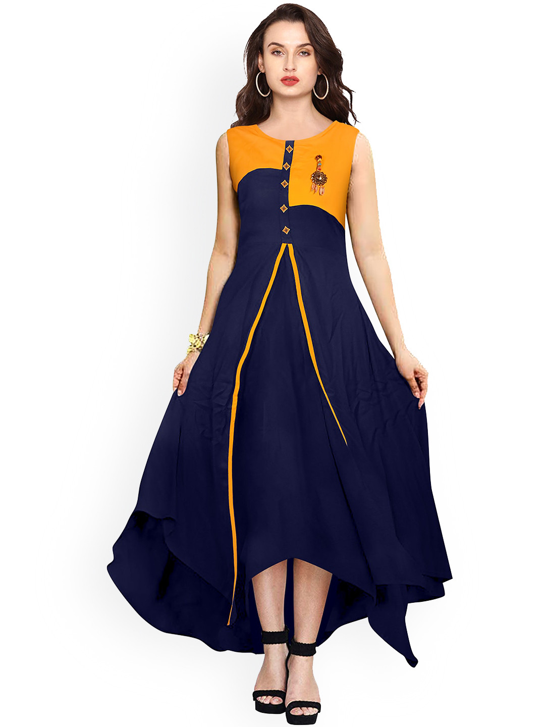SANJANA  SILK Embroidered Thread Work Crepe Anarkali Kurta