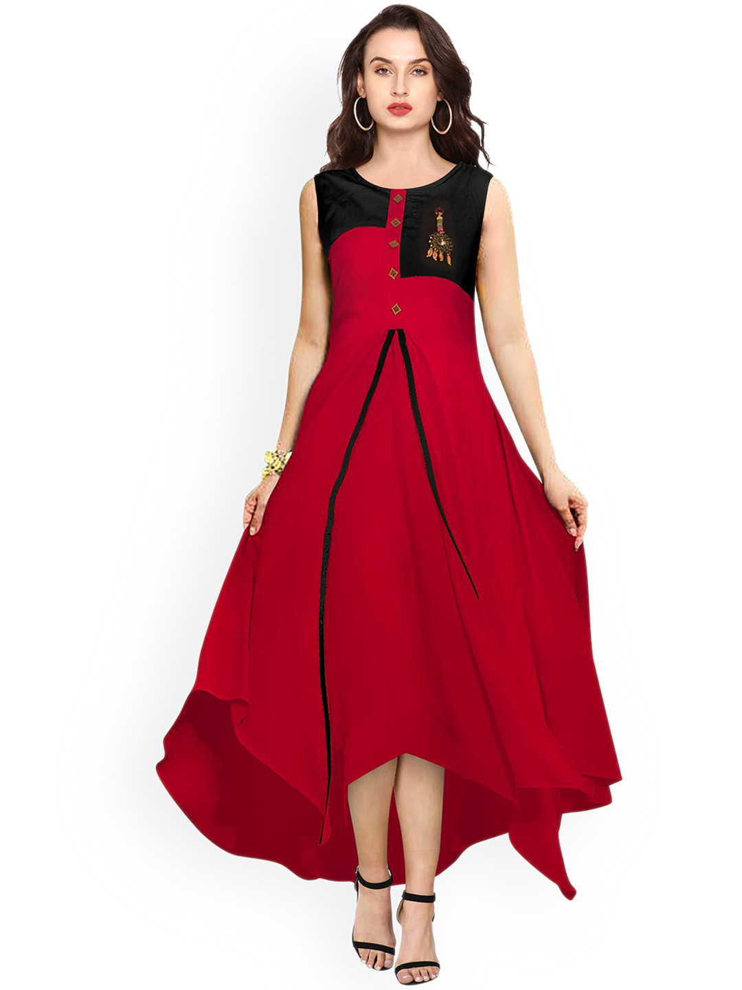 SANJANA  SILK Women Thread Work Crepe Anarkali Kurta