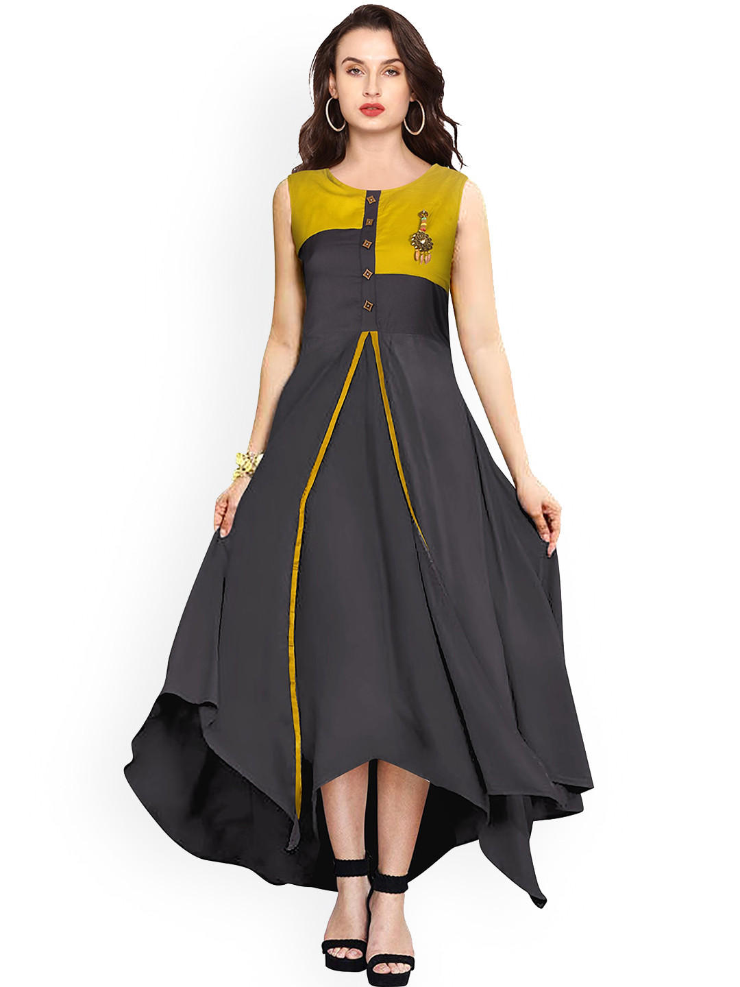 SANJANA  SILK Women Embroidered Thread Work Crepe Kurta