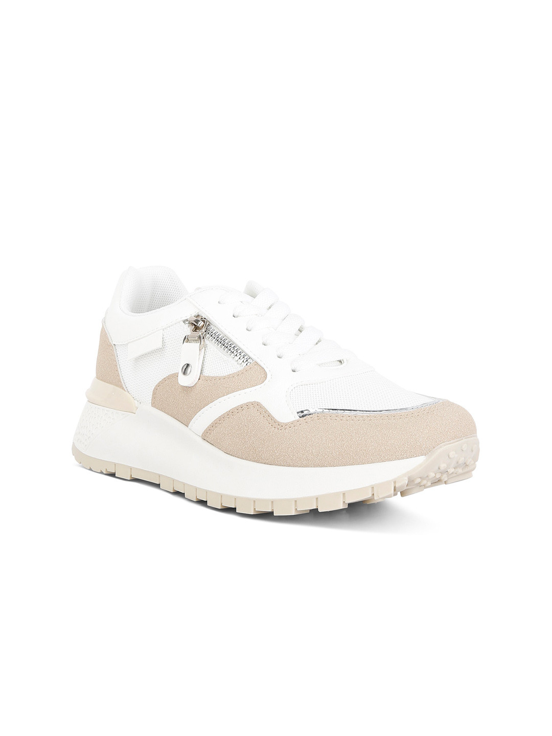 London Rag Women Colourblocked Chain Detailing Lace Up Sneakers