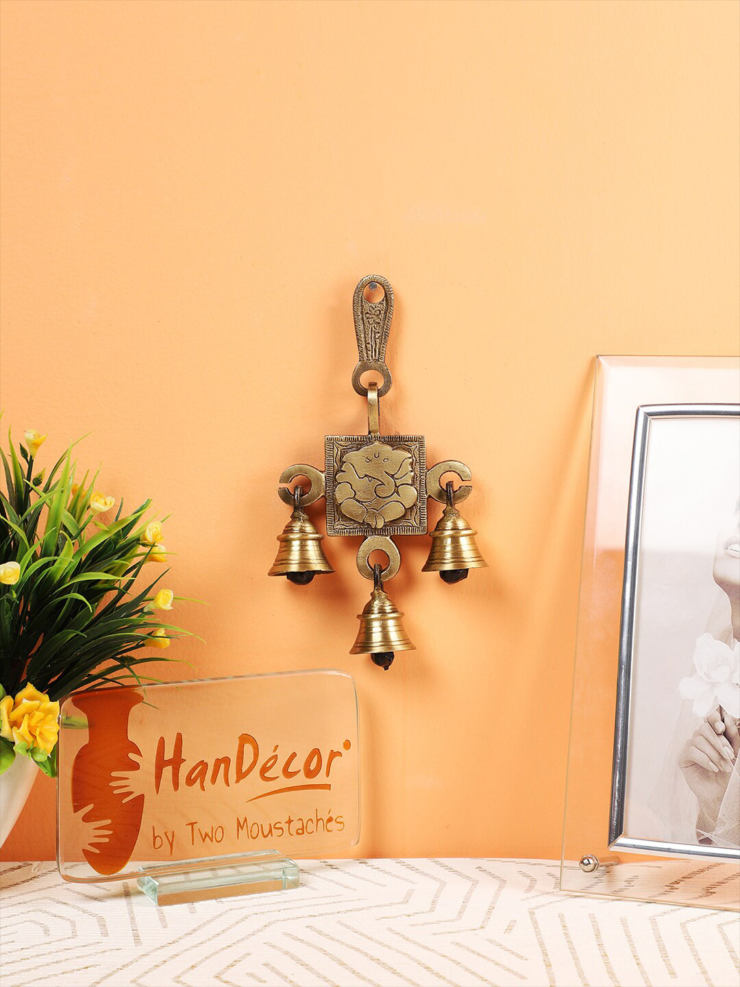 Two Moustaches Brown Ganesha Designer Brass Hanging Bells