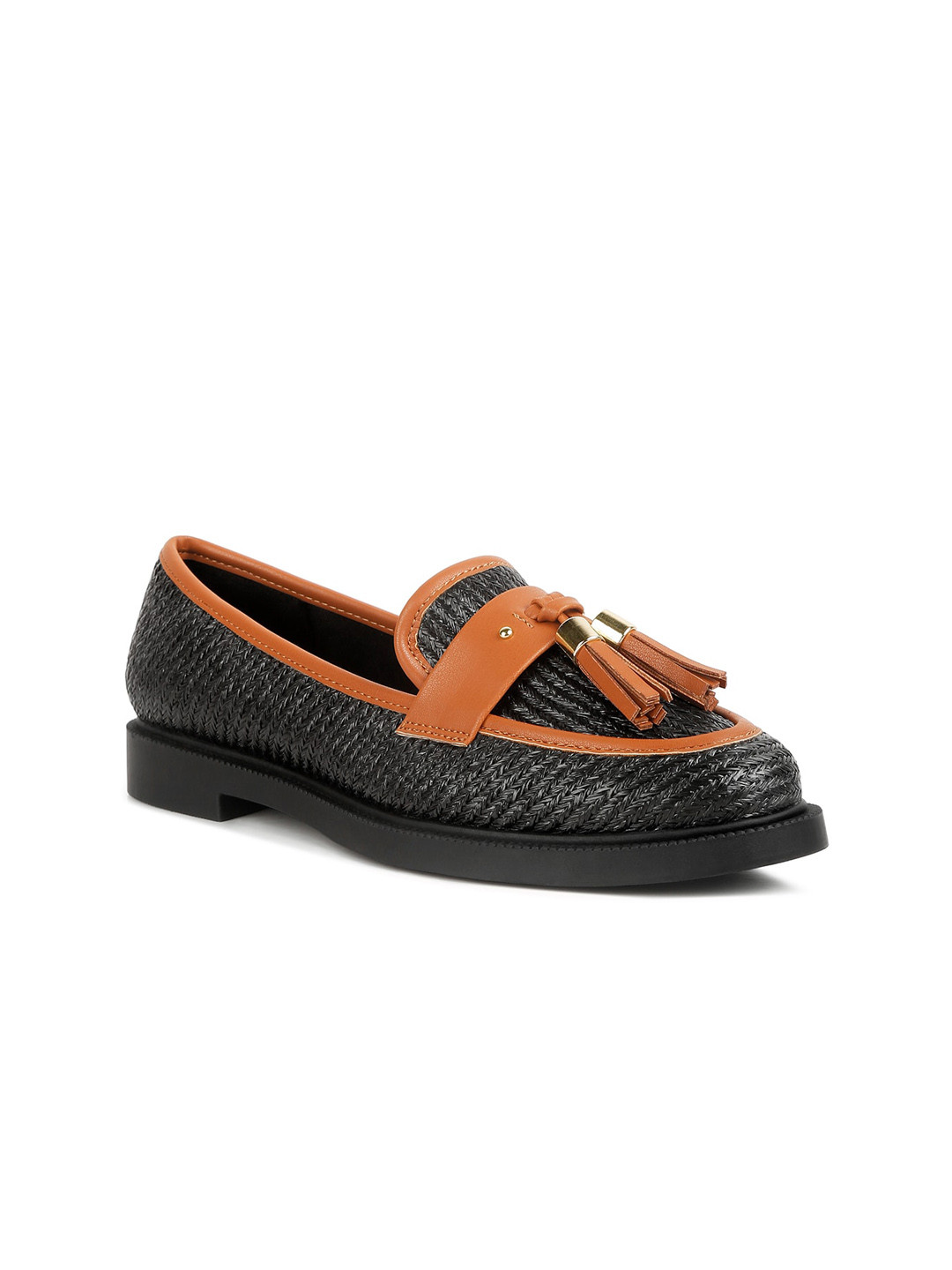 London Rag Women Textured Round Toe Tassels Loafers