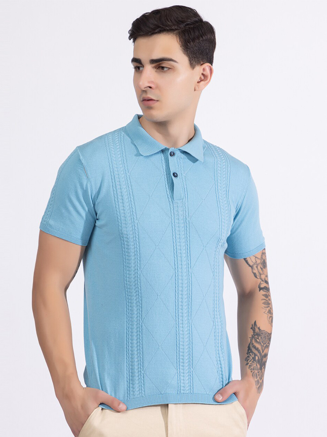 ARMISTO Textured Knit Polo Tshirt