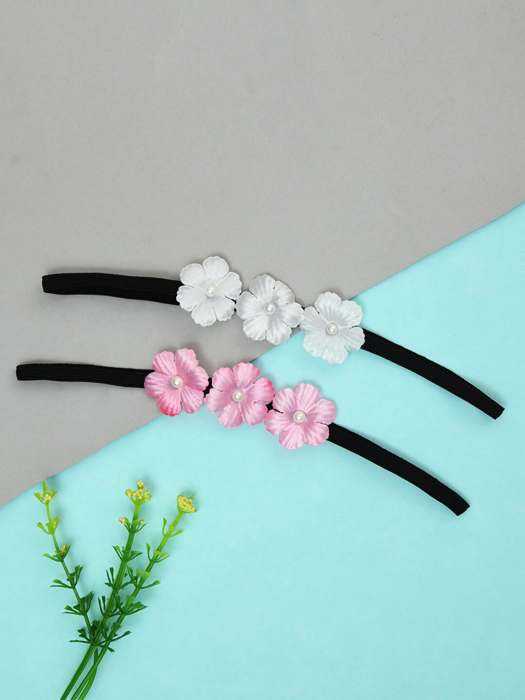 FUNKRAFTS Girls Set Of 2 Floral Hairbands