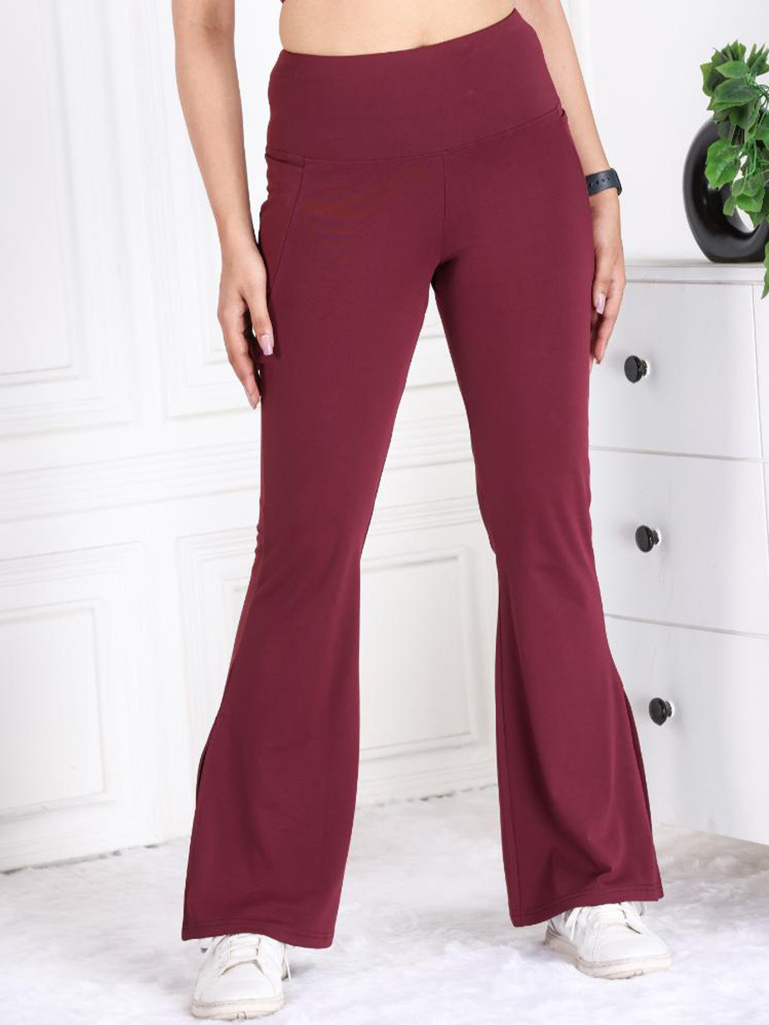Mlada Women Original Flared Low-Rise Lint Free Bootcut Trousers