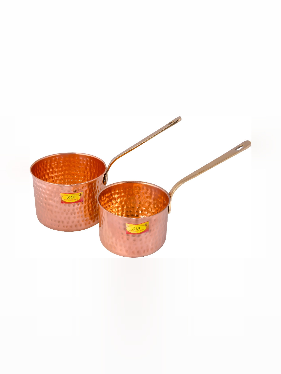Shivshakti Arts Copper Toned 2 Pieces Copper Sauce Pan 1500 ml Each