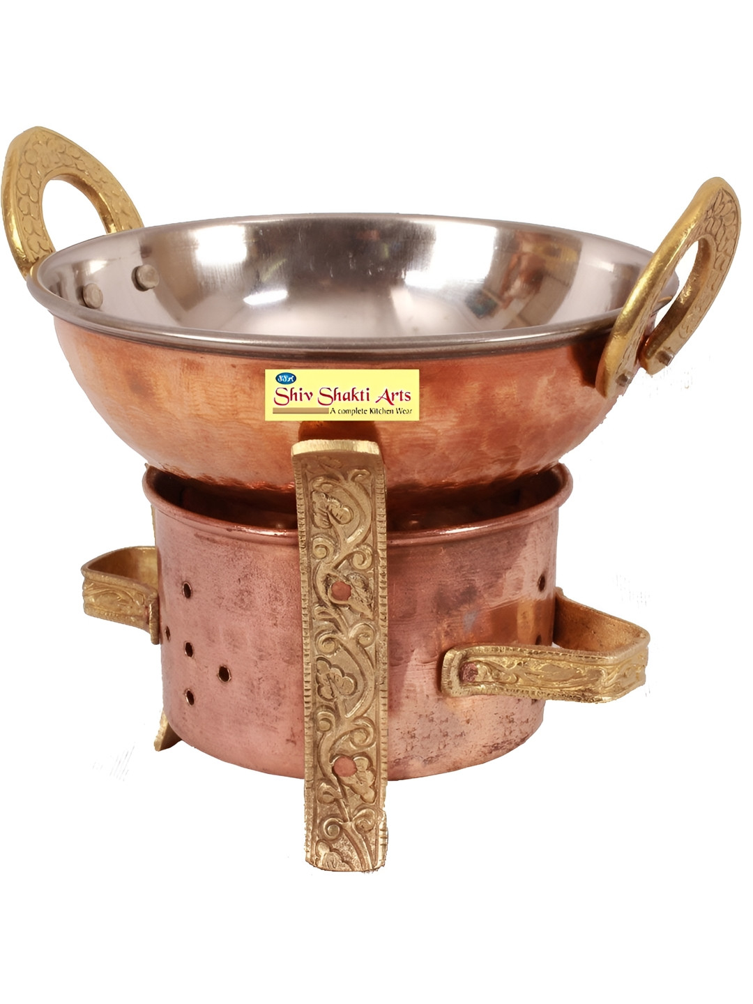 Shivshakti Arts Brown 3 Pieces Copper Cookware Set