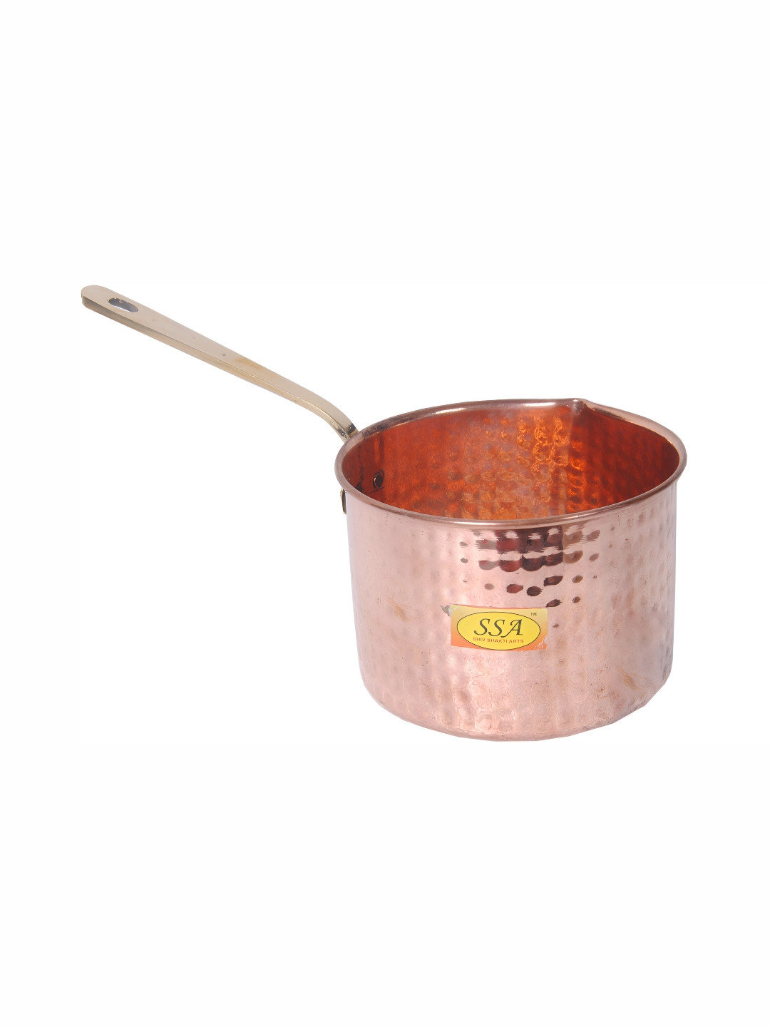 Shivshakti Arts Copper-Toned  Sauce Pan Fry & Hammered Cook and Serve Casserole 500 ml