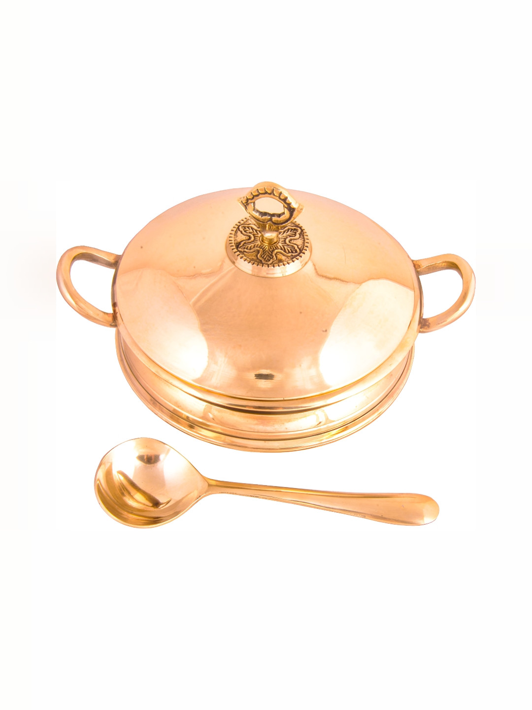 Shivshakti Arts Bronze-Toned Bronze Serving Handi With Lid