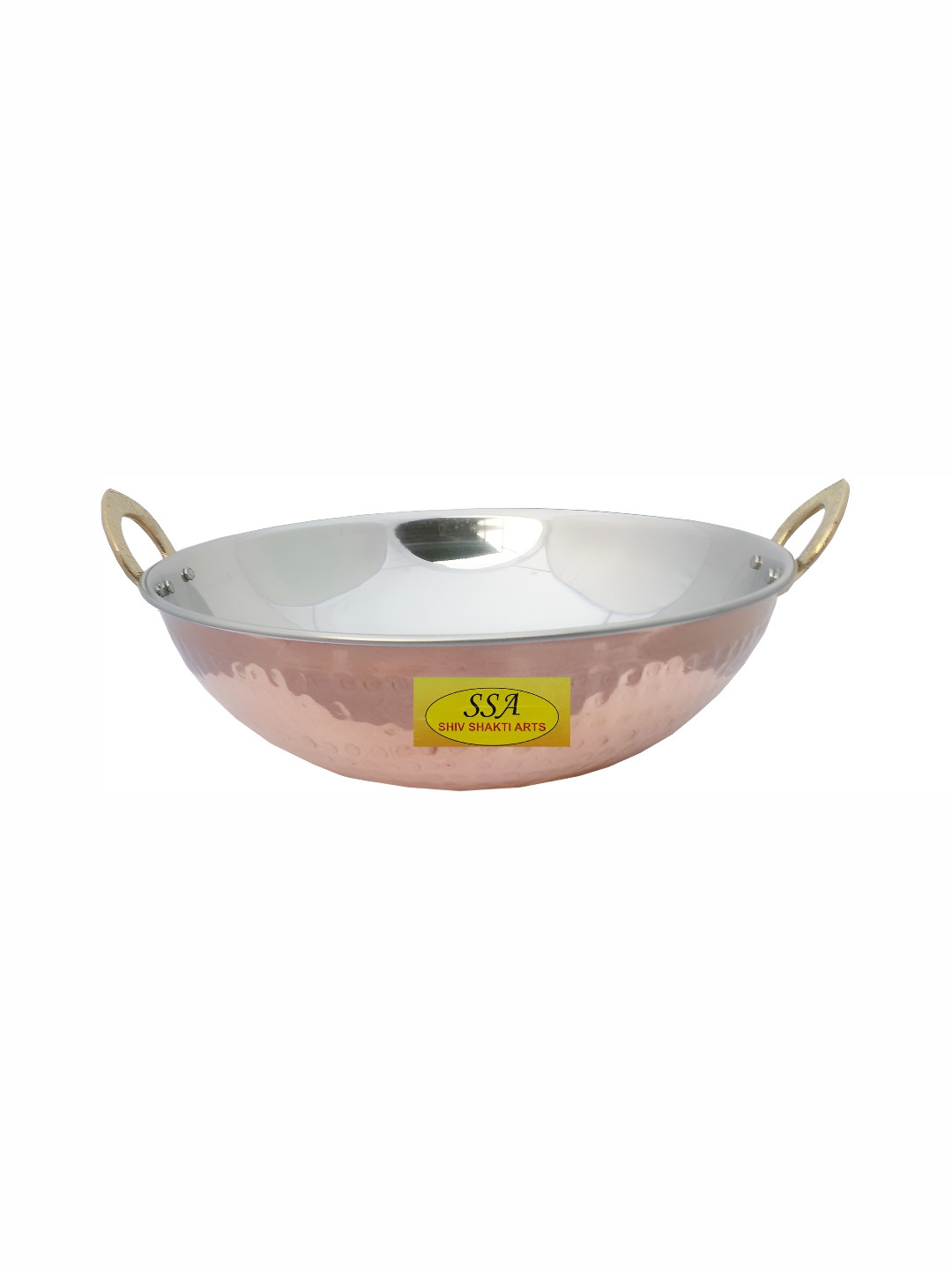Shivshakti Arts Brown Hammered Steel Copper Kadai 1.5 L