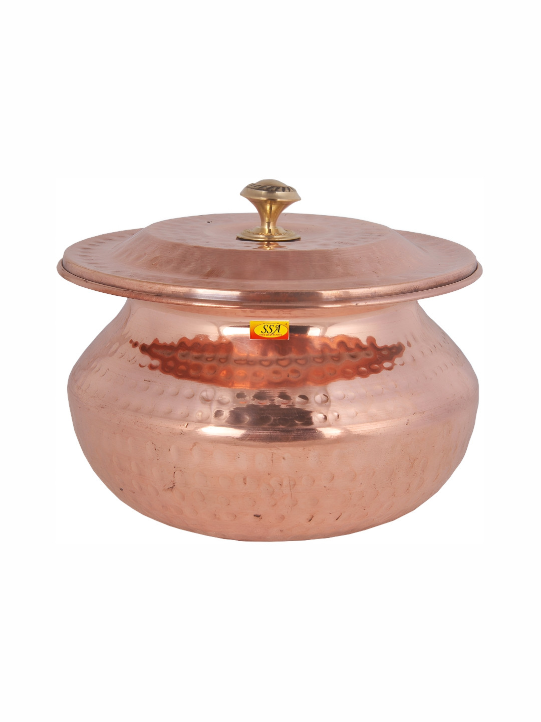 Shivshakti Arts Brown Copper Cooking Handi With Lid