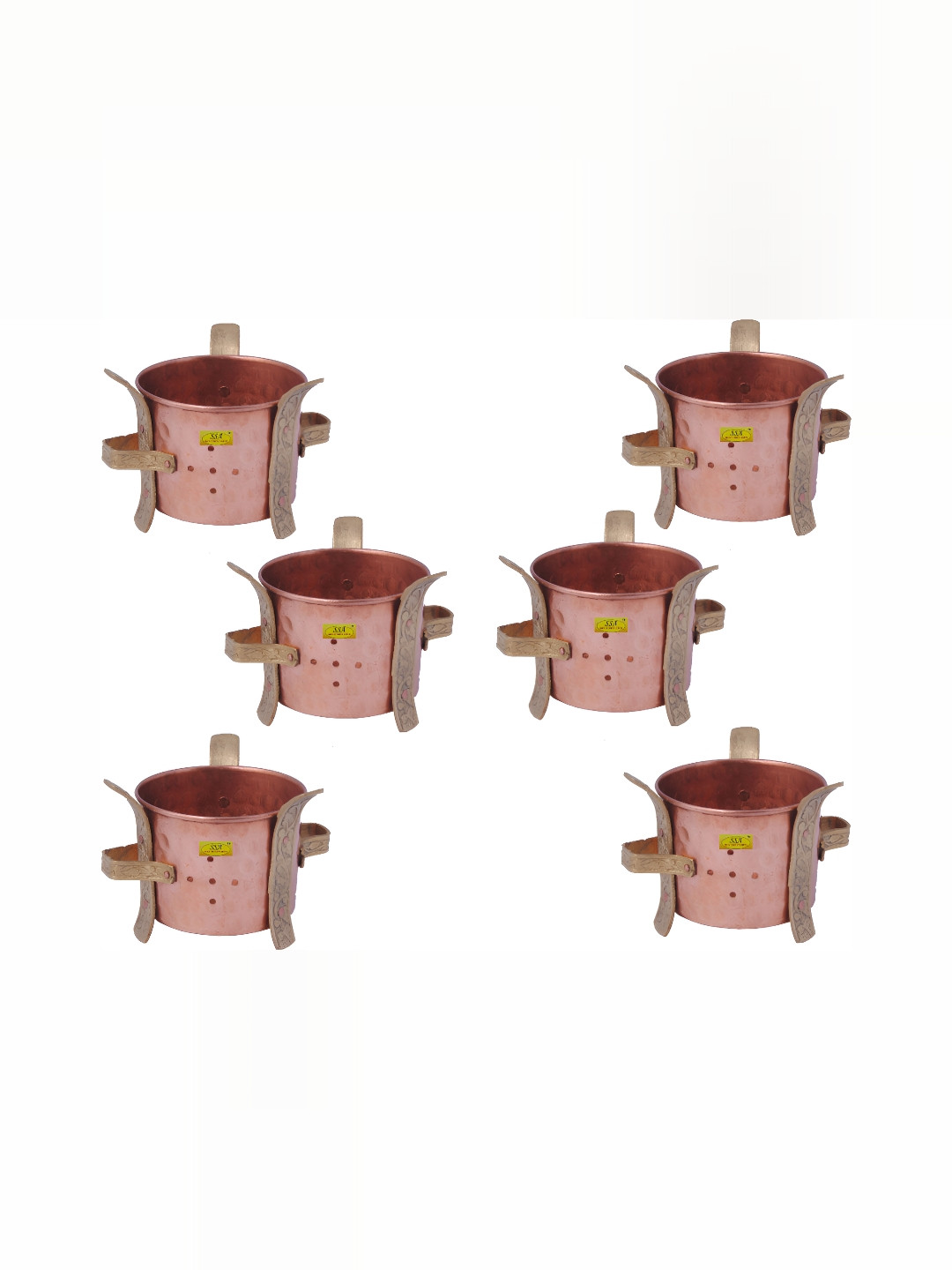 Shivshakti Arts Copper Toned 6 Pcs Copper Cook and Serve Casserole