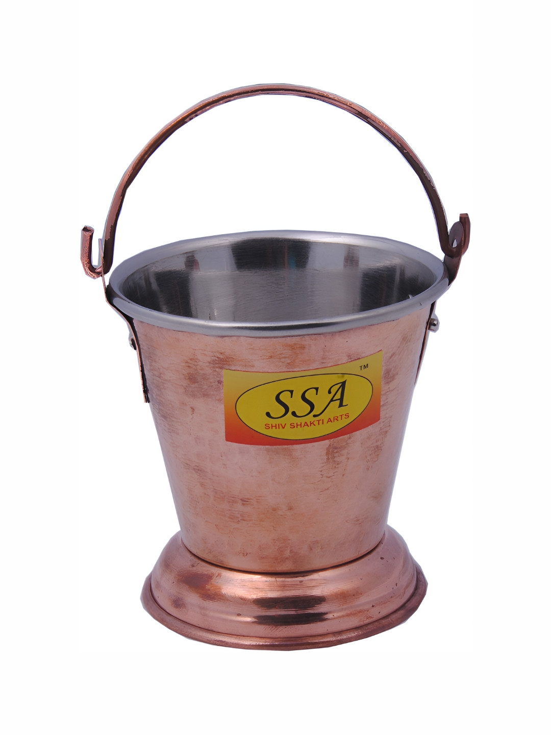 Shivshakti Arts Copper Bucket With Handle 300 ml