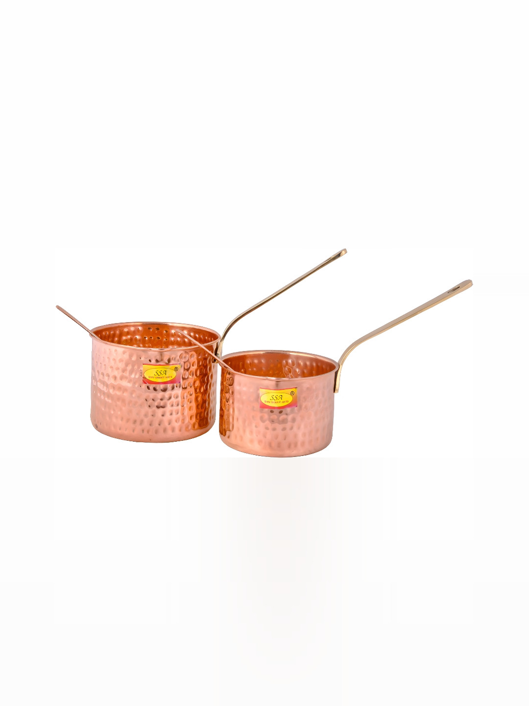 Shivshakti Arts Brown 4 Pcs Copper Sauce Pan With Serving Spoon