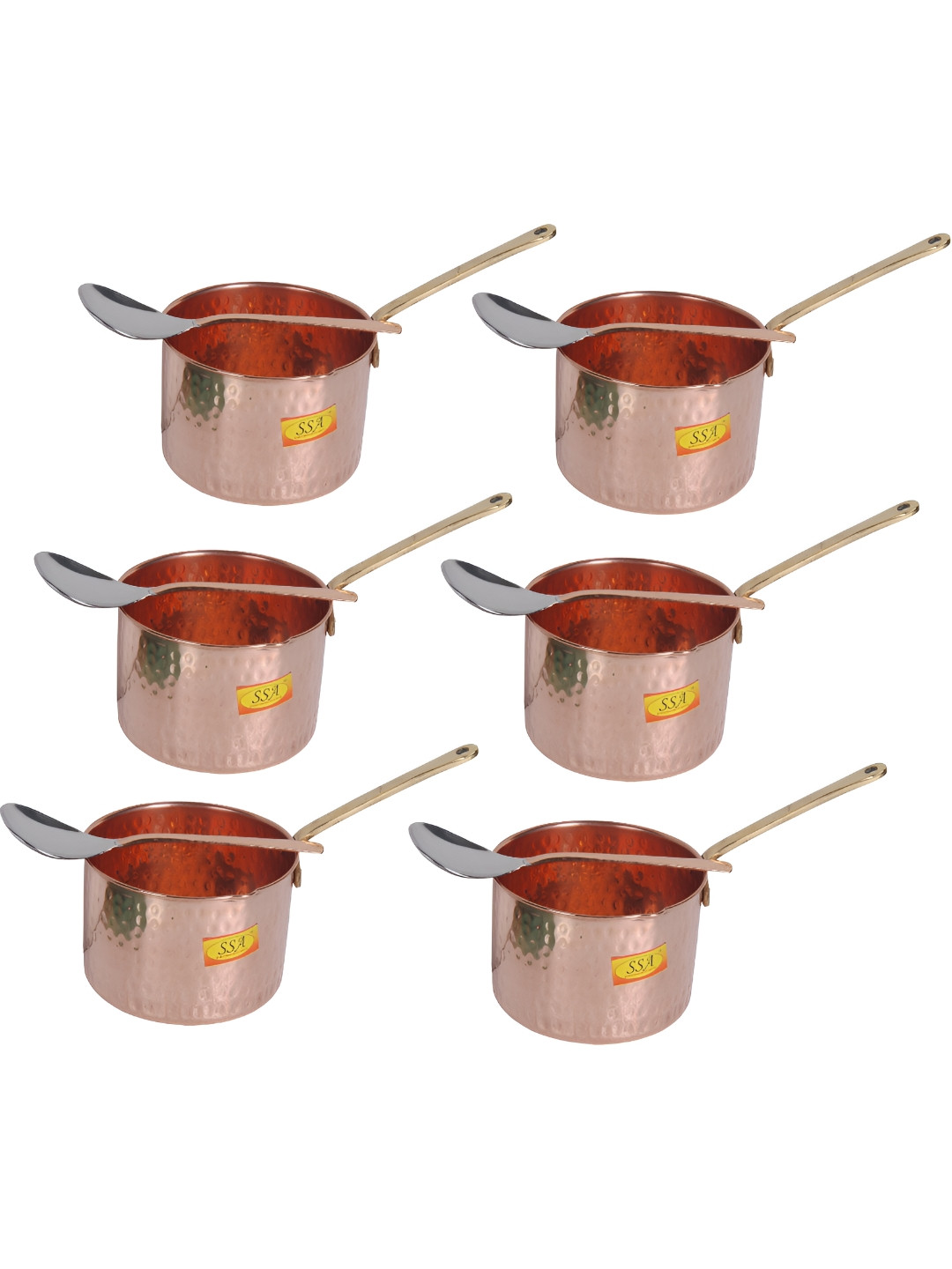 Shivshakti Arts Brown 6 Pieces Copper Sauce Pan 1.25 ml