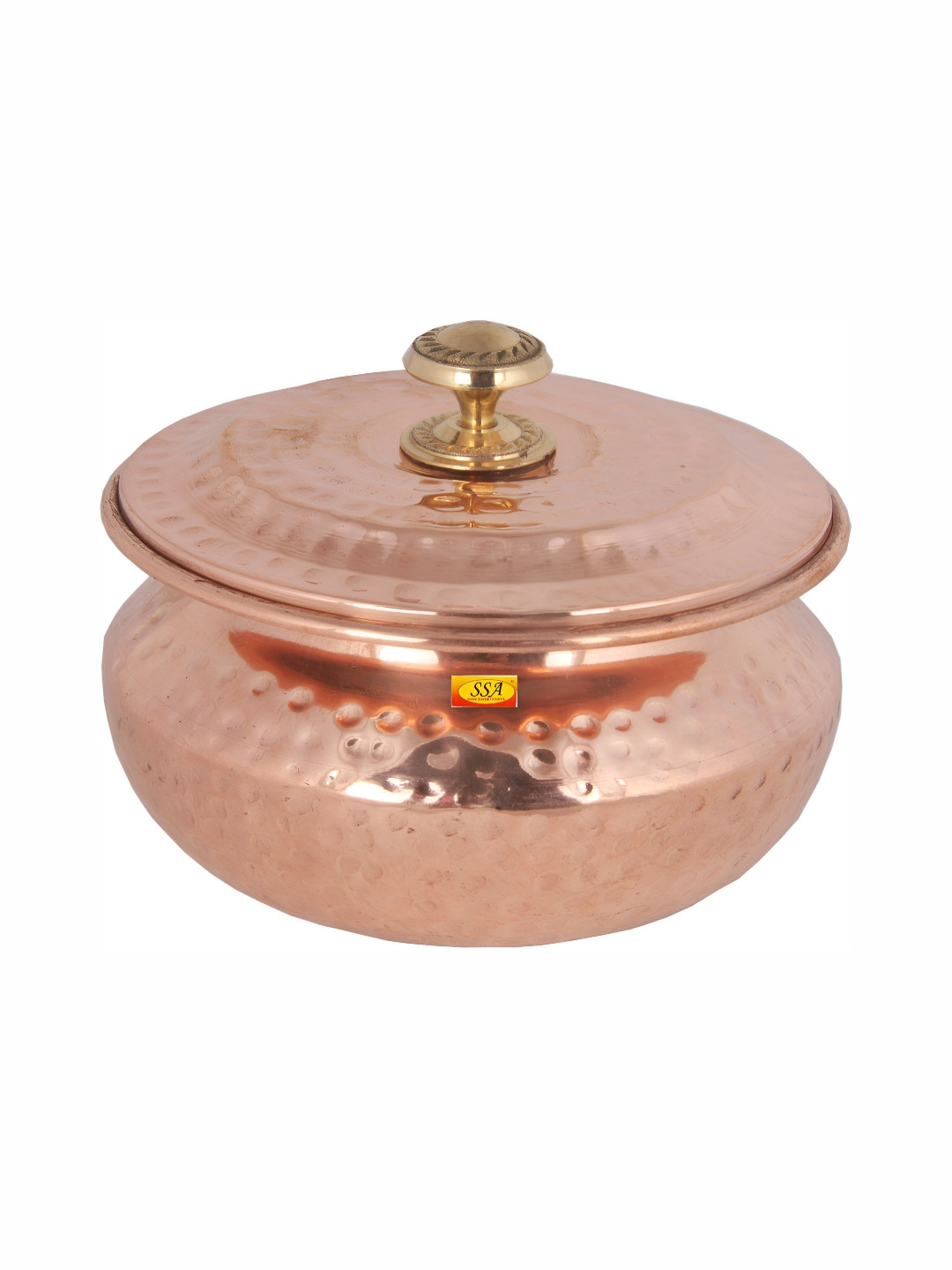 Shivshakti Arts Brown copper handi with lid