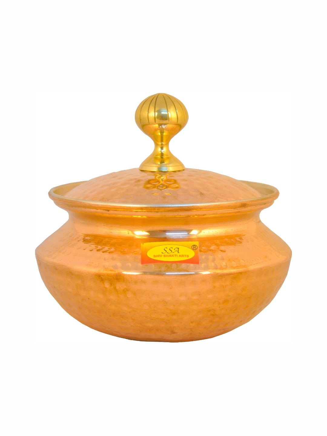 Shivshakti Arts Brown Copper Cooking Handi with Lid 2.5 L