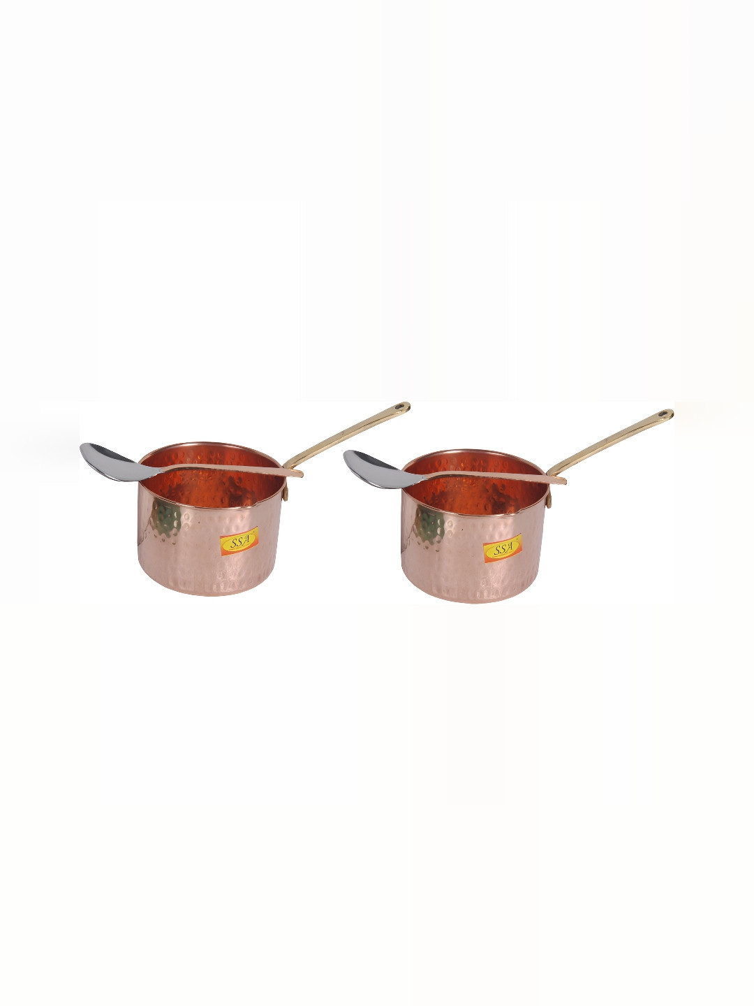 Shivshakti Arts 3 Pieces Copper Sauce Pan with Serving Spoon