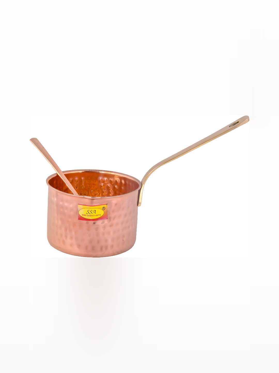 Shivshakti Arts Copper Sauce Pan with Serving Spoon