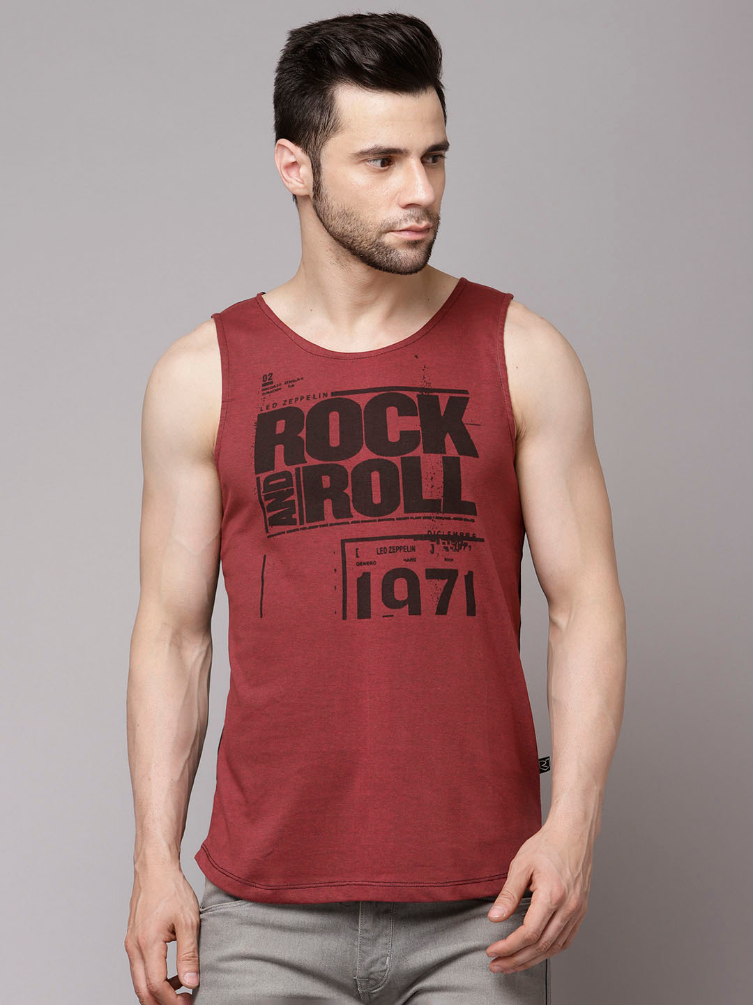 Rigo Plus Size Printed Jersey Cotton Slim Fit Gym T Shirt Vests