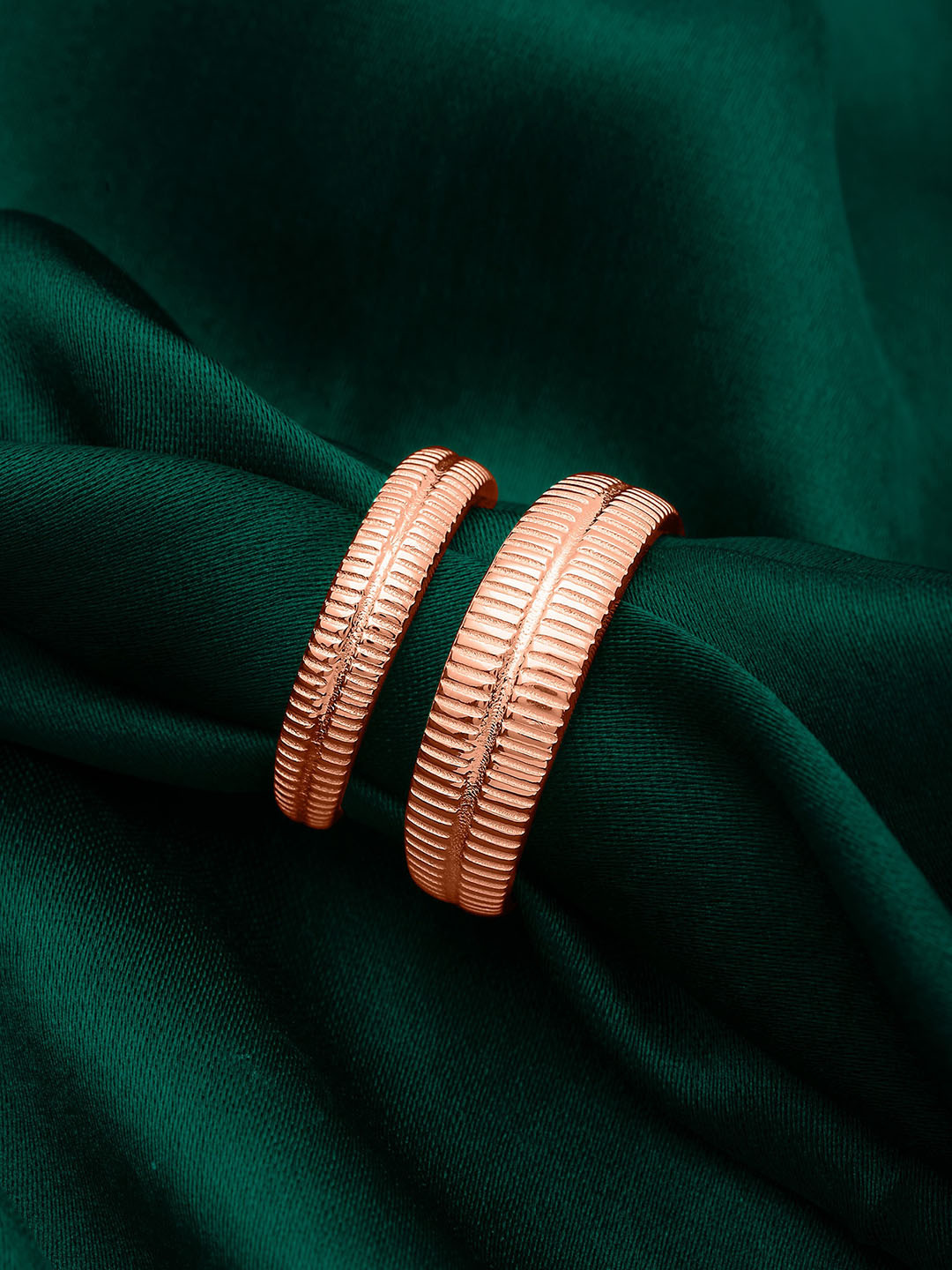 SILBERRY Set Of 2 925 Sterling Silver Rose Gold-plated Couple Rings