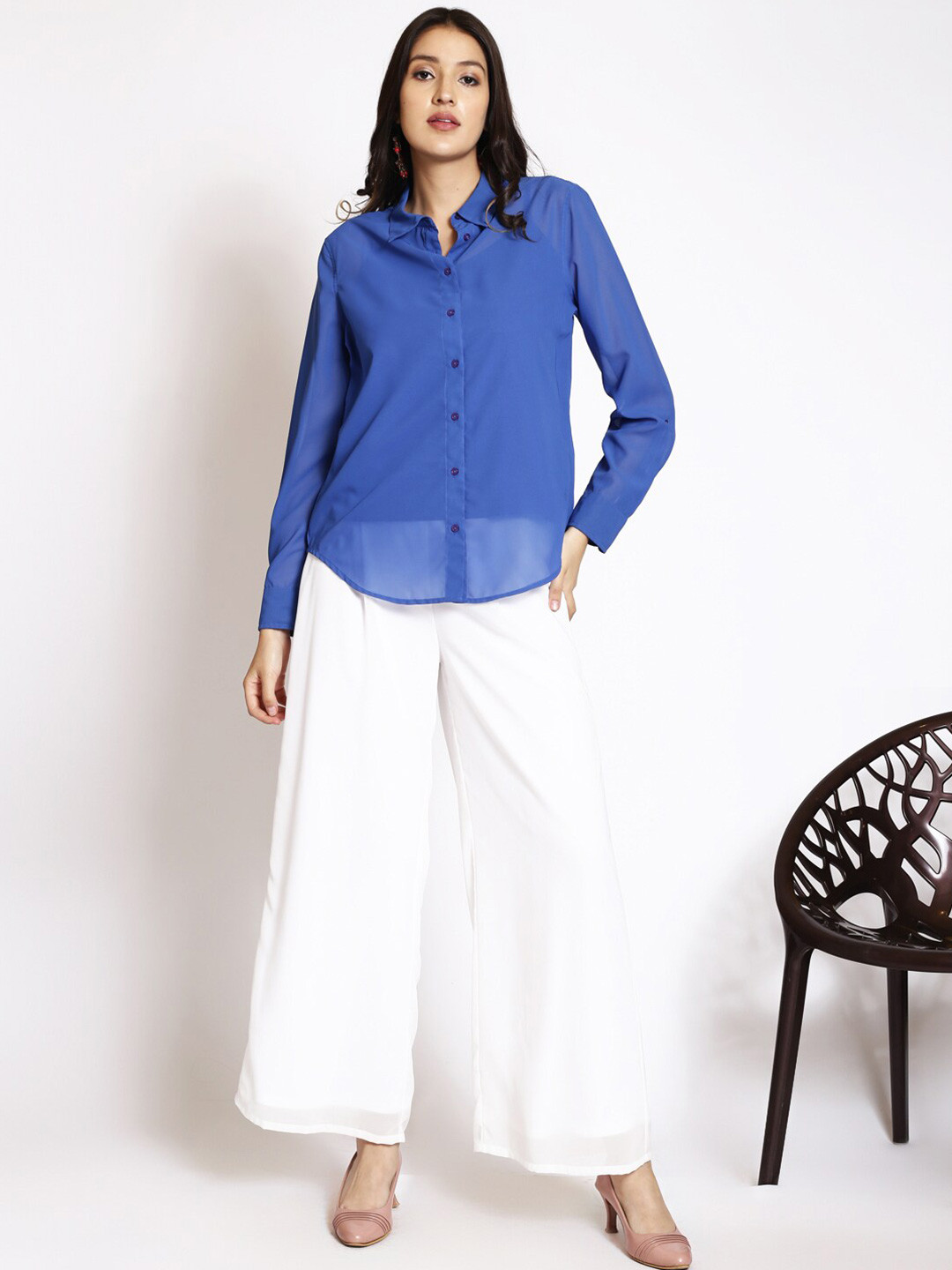 250 DESIGNS Spread Collar Long Cuffed Sleeves Casual Shirt