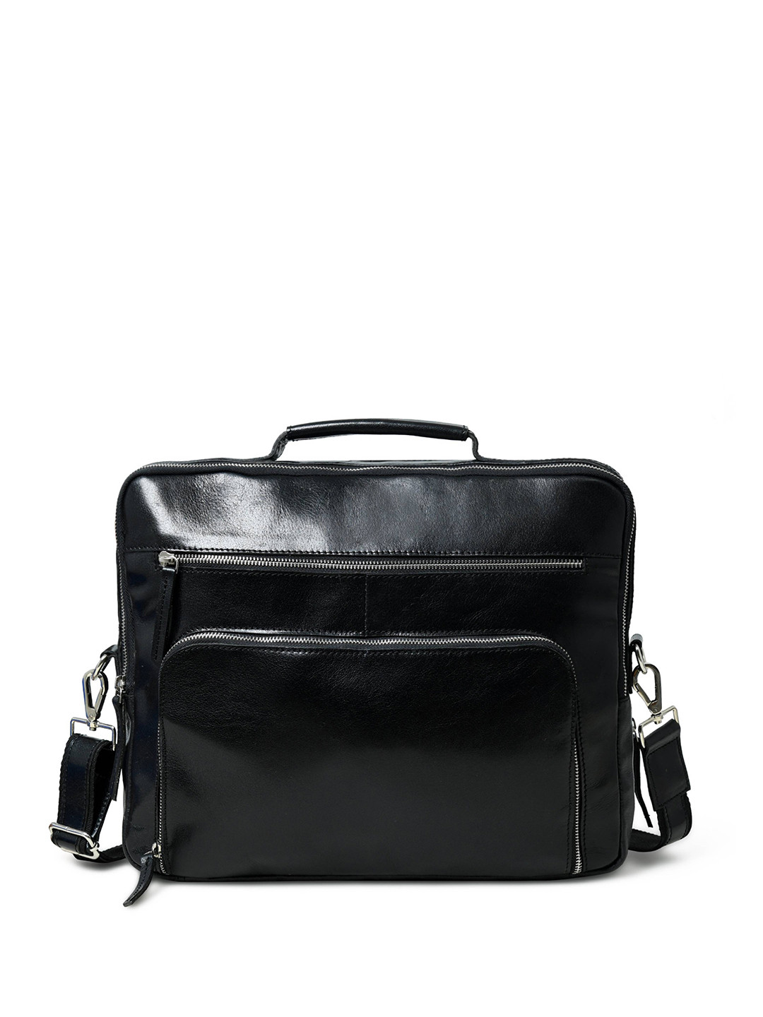 MaheTri Men JetBlack Leather Laptop Travel Bag