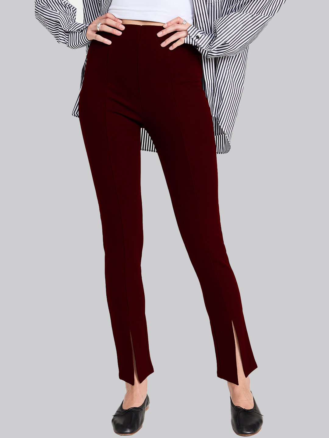 ADDYVERO Women Pencil High-Rise Easy Wash Trouser