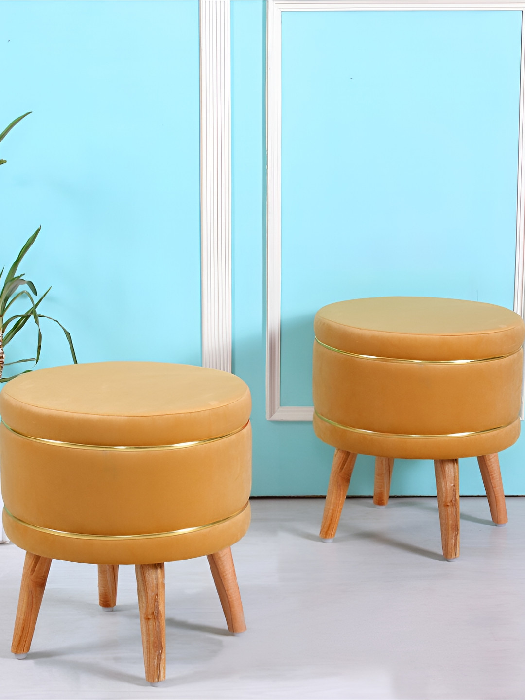 Shadowkart Set of 2 Wooden Ottomans