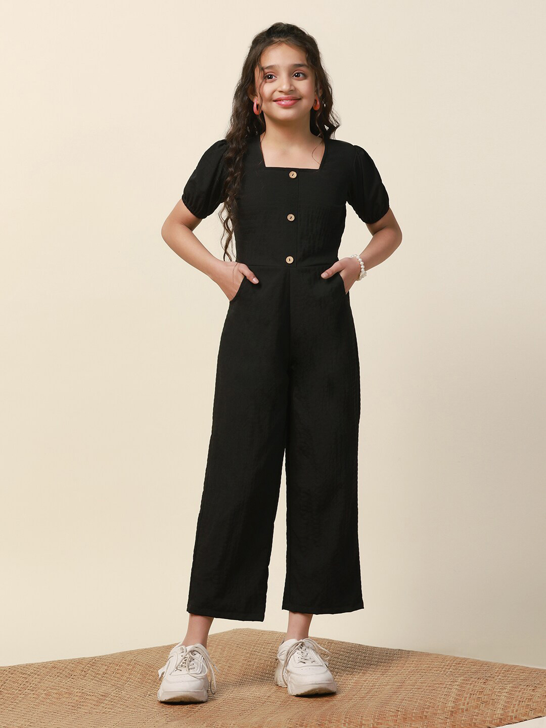 FASHION DREAM Girls Square Neck Basic Jumpsuit