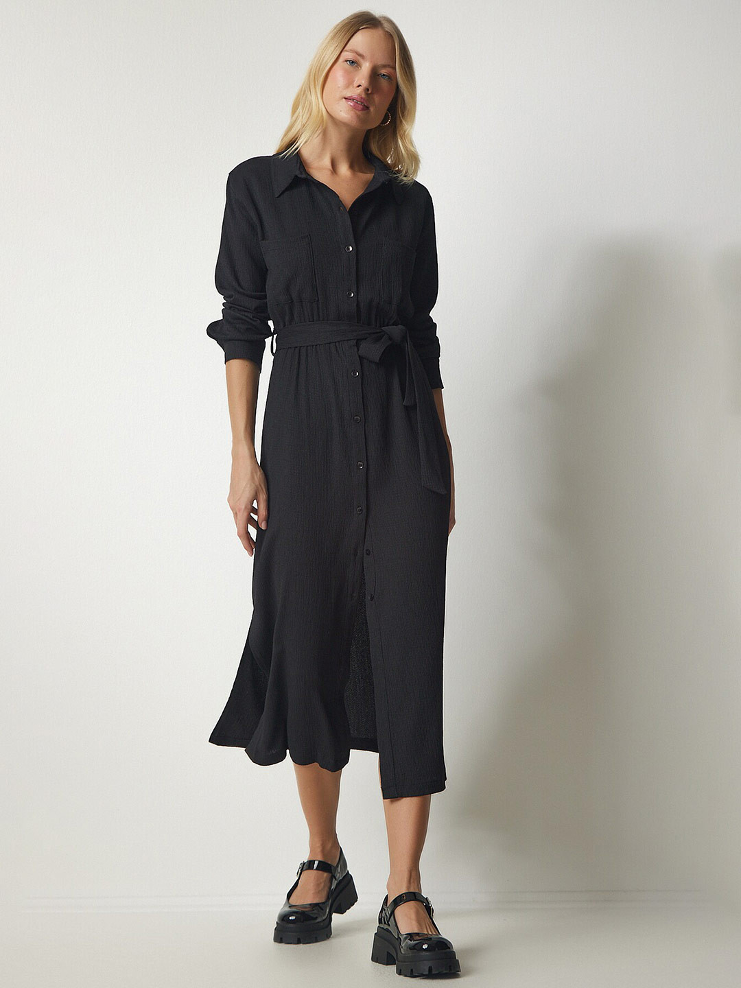 Happiness istanbul Shirt Style Midi Dress