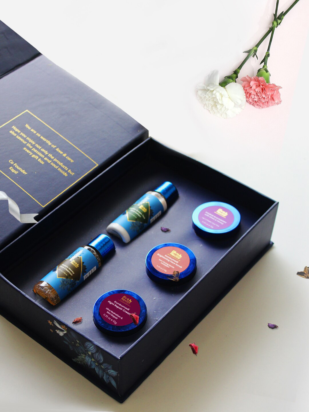 Blue Nectar 5-Pcs Face Cream-Face Wash-Face Scrub-Face Lotion & Lip Balm Gift Set