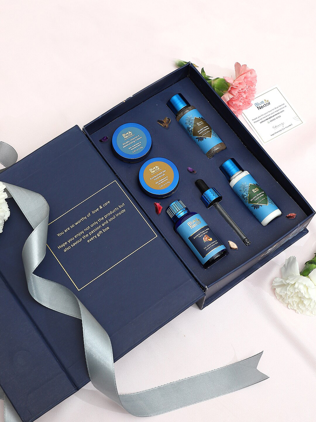 Blue Nectar 5-Pcs Serum-Face Cream-Face Wash-Gel Scrub & Face Lotion Gift Set