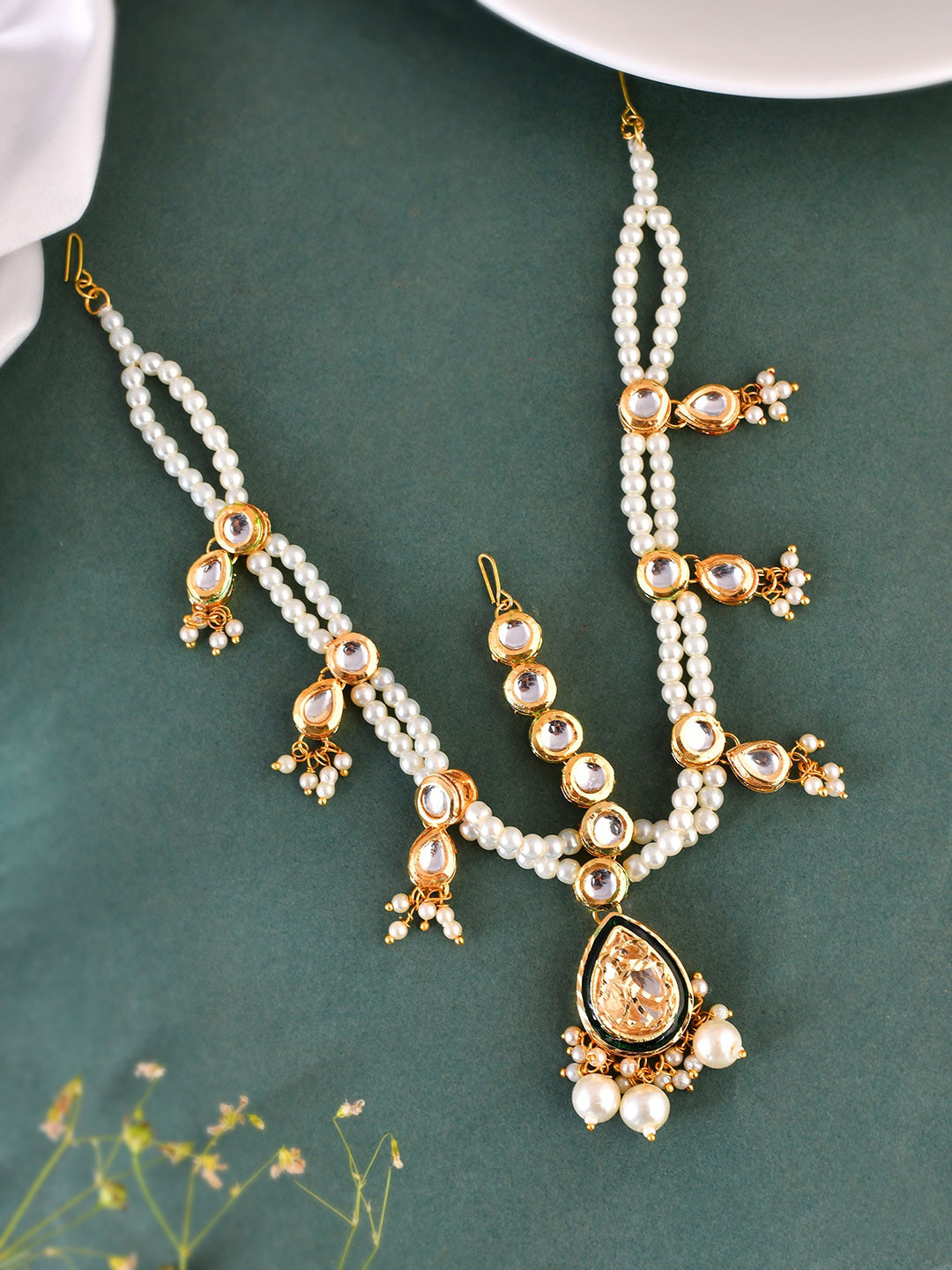 Silvermerc Designs Pearls Studded Matha Patti