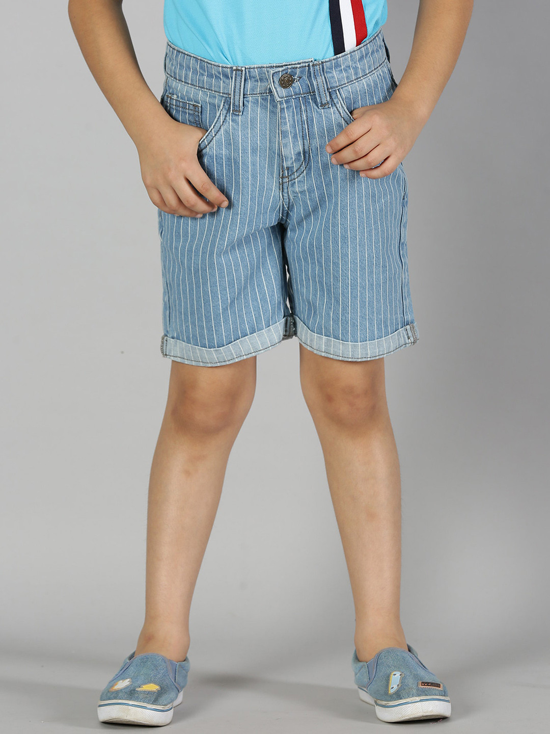 KiddoPanti Boys Striped Denim Shorts