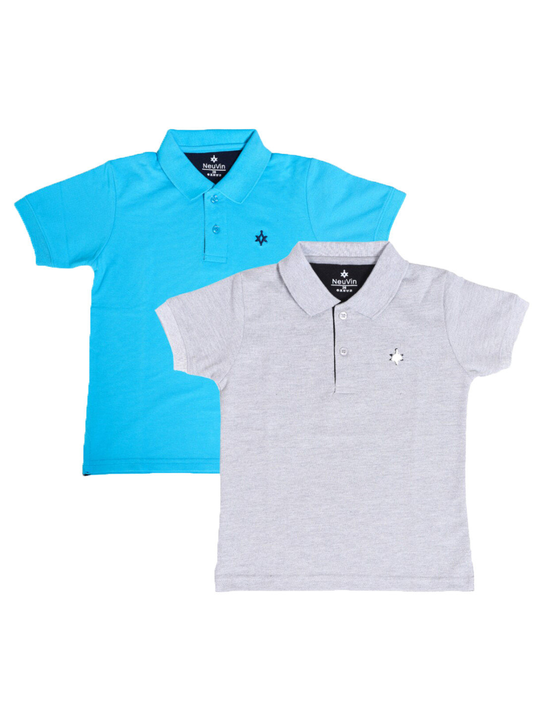 BAESD Boys Pack of 2 Cotton Short Sleeves Polo Collar Embroidered T-shirts