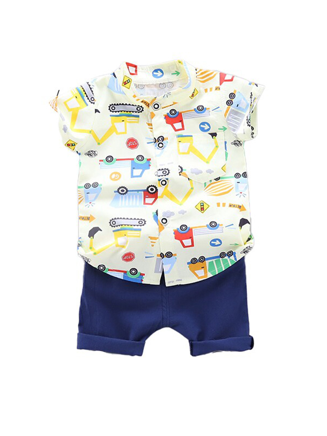 StyleCast Boys Yellow Graphic Printed Shirt with Shorts