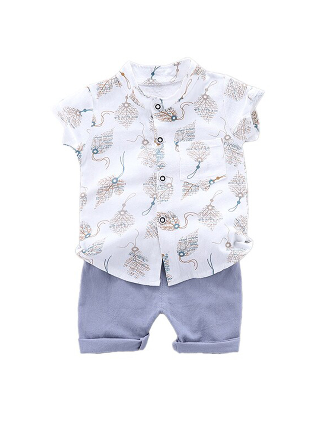 StyleCast Boys White Graphic Printed Shirt with Shorts