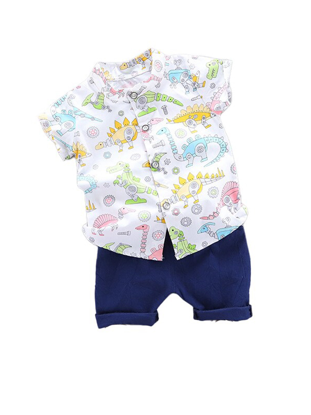 StyleCast Boys White Graphic Printed Shirt with Shorts