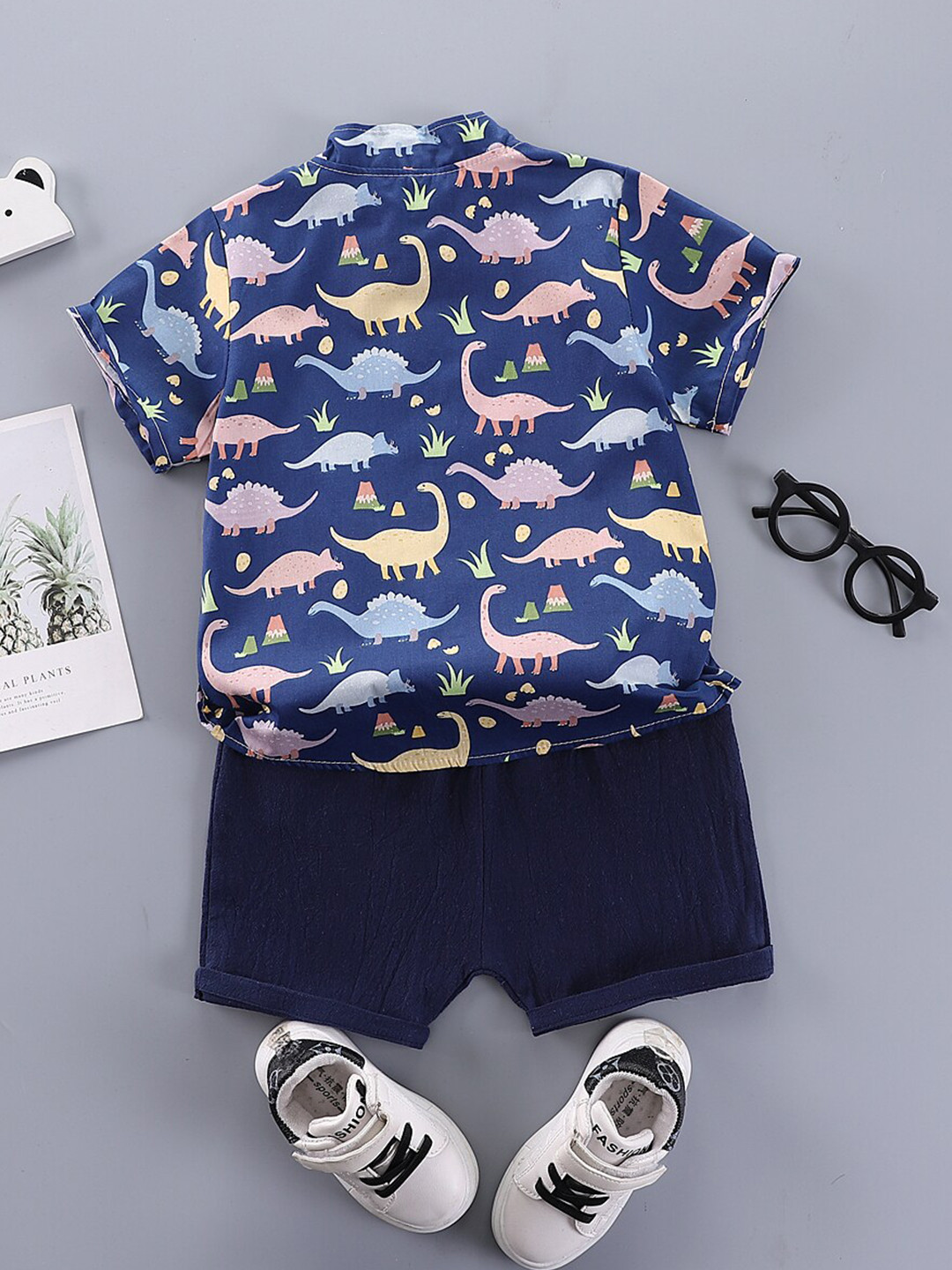 StyleCast Boys Navy Blue Graphic Printed Shirt with Shorts