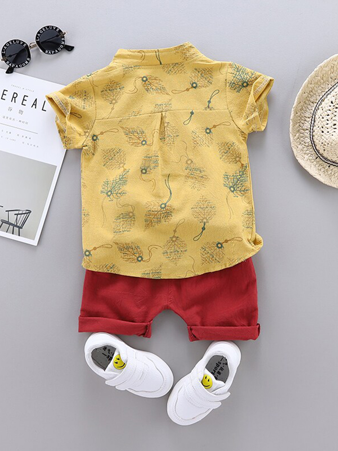 StyleCast Boys Yellow Graphic Printed Shirt with Shorts