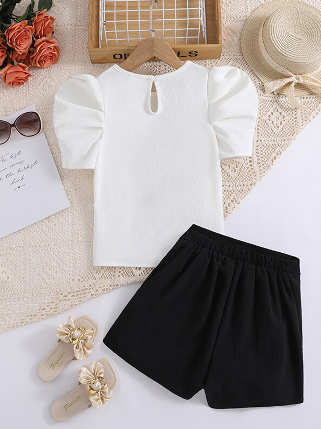 StyleCast Girls White Flutter Sleeve Top with Skirt