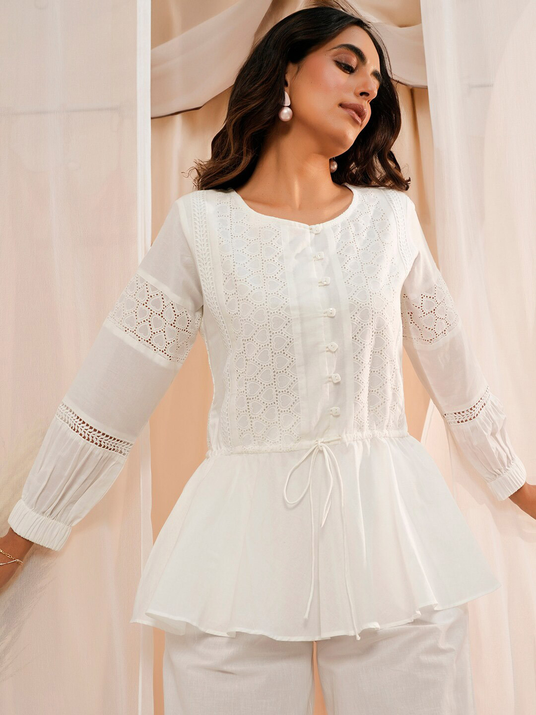Libas Embellished Round Neck Pure Cotton Tunic