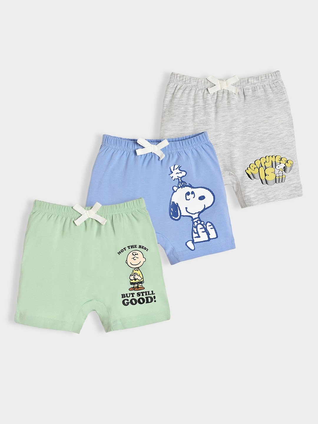 MiArcus Kids Pack Of 3 Peanuts Snoopy Printed Cotton Shorts