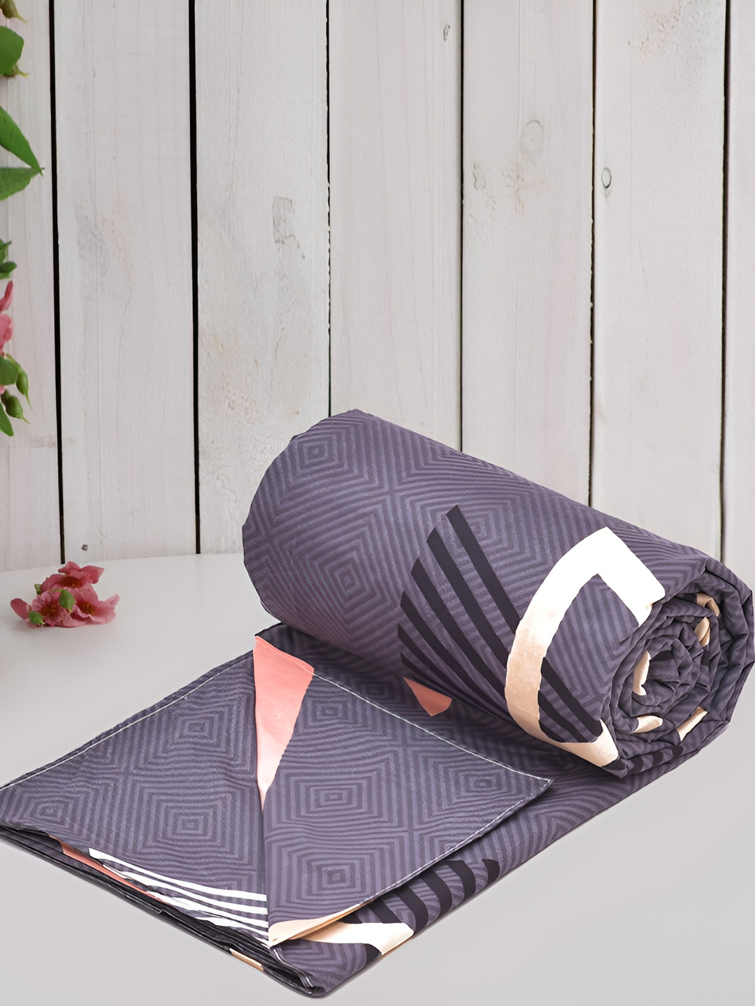 RRC Purple & Orange-colored Printed Super Soft Single Duvet Cover with Zipper