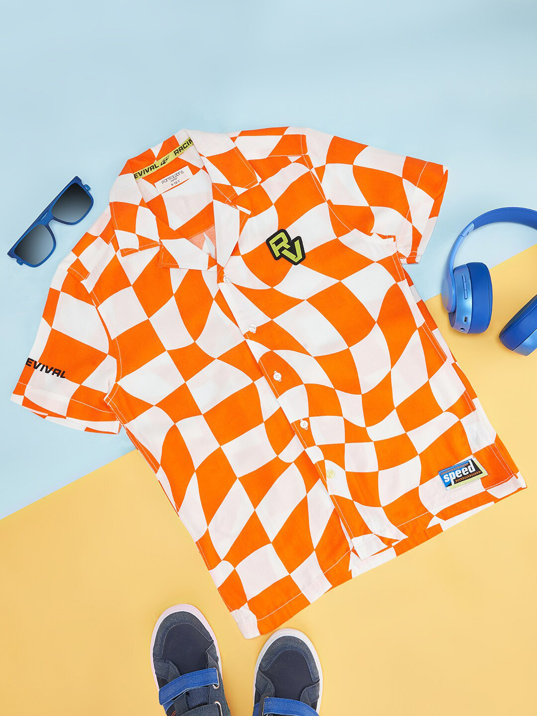 Pantaloons Junior Boys Checked Cuban Collar Casual Shirt
