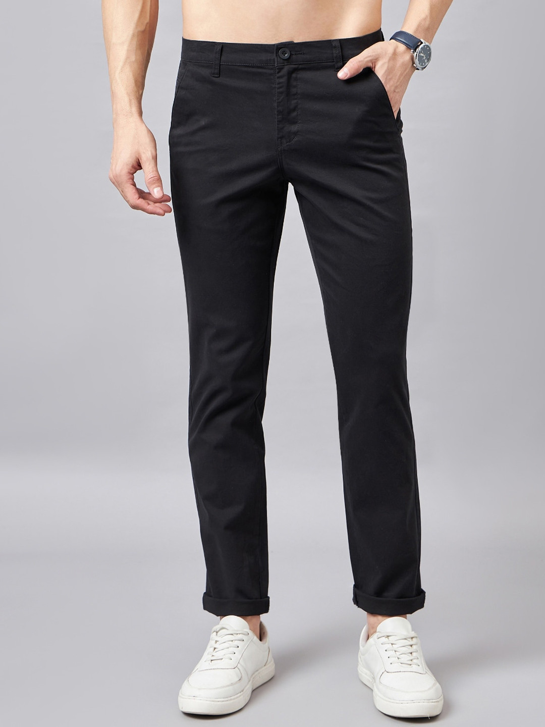 STUDIO NEXX Men Relaxed Mid-Rise Chinos Trousers