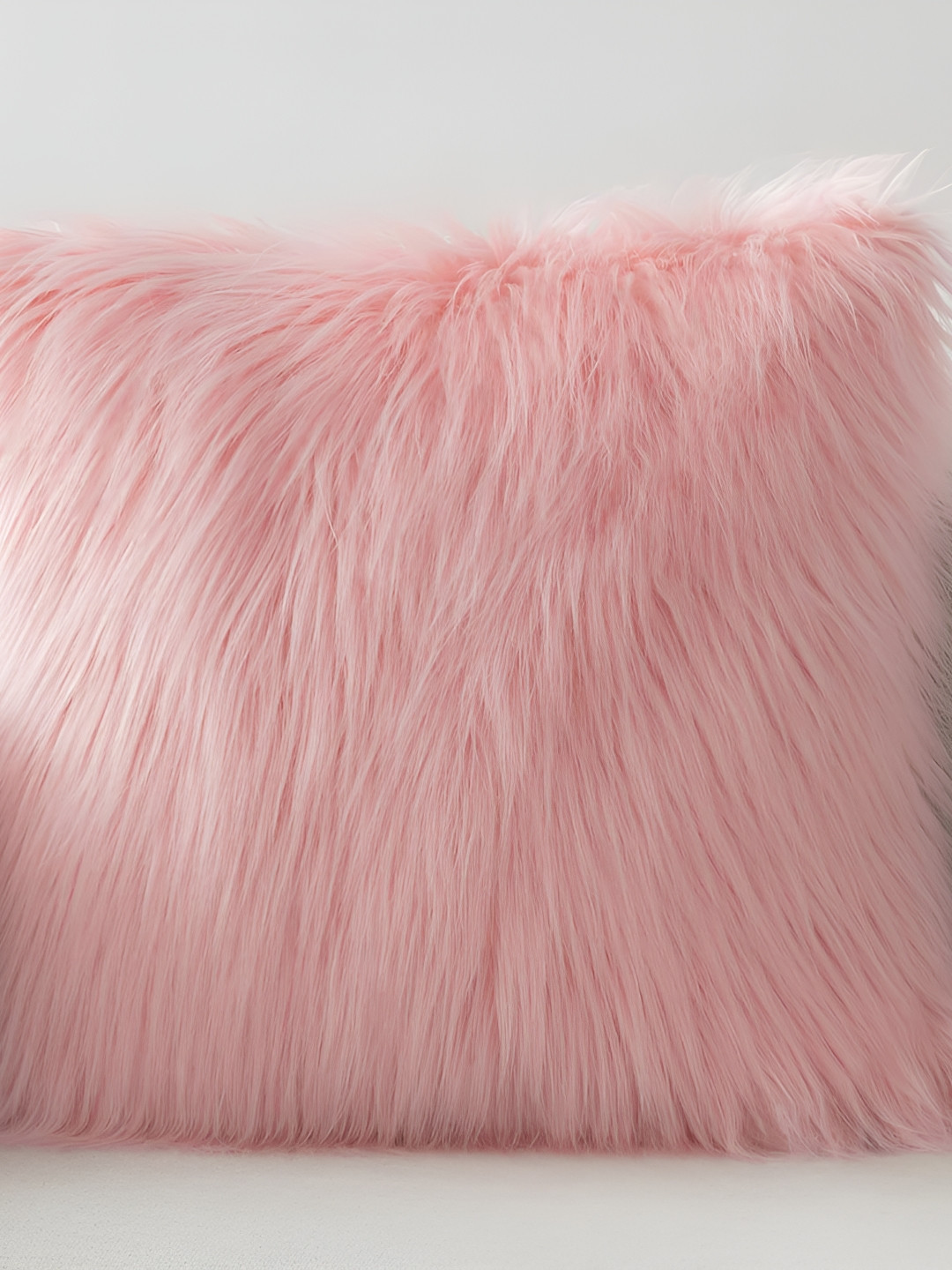 MONKDECOR Pink Quirky Fur Ultra Soft Textured Square Cushion Cover -24x24In